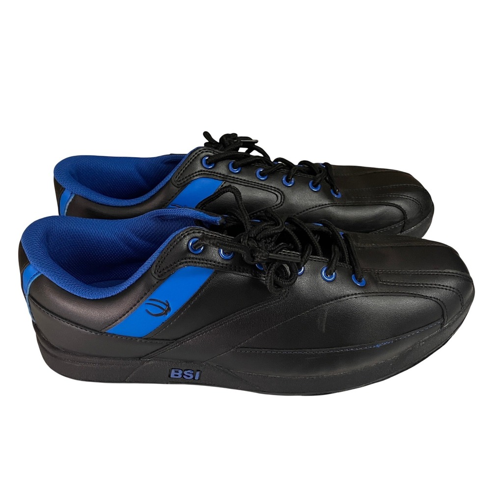 BSI Mens Bowling Shoes Black Blue Lace Up Synthetic Leather Size 10.5 US 44 EUR